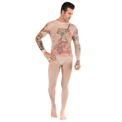 Tattoo Totem Long-Sleeve Open-Front Bodystocking