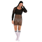Plus Size Hip Accent Mesh Dress & Stockings