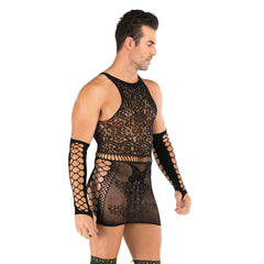 Plus-Size Mesh Hip Skirt Tunic