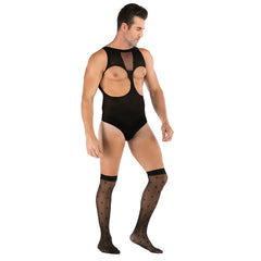 Sleeveless Padded Bust Mesh Top & Garter Set