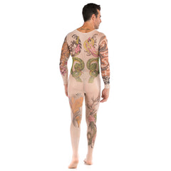 Tattoo Totem Long-Sleeve Open-Front Bodystocking