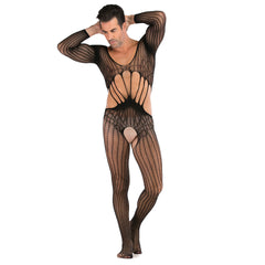 Long-Sleeve High-Neck Mesh Bodystocking