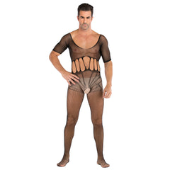 Half-Sleeve Jacquard Keyhole Jumpsuit