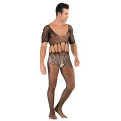 Half-Sleeve Jacquard Keyhole Jumpsuit