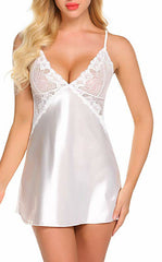 Dreamy Silky Lace Trim Chemise Nightgown Sleepwear Dress
