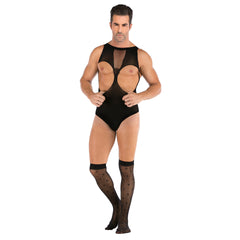 Sleeveless Padded Bust Mesh Top & Garter Set