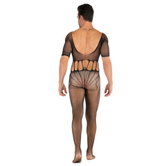 Half-Sleeve Jacquard Keyhole Jumpsuit