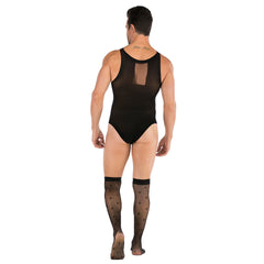 Sleeveless Padded Bust Mesh Top & Garter Set