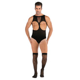 Sleeveless Padded Bust Mesh Top & Garter Set