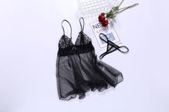 Delightful Sheer Mesh Lace Babydoll Lingerie with Thong