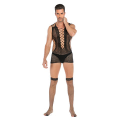 Sleeveless Jacquard Vest-Style Jumpsuit