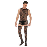Printed Crop Top & Stockings Mesh Set