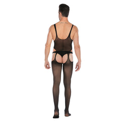 Sleeveless Vest-Style Open-Back Bodystocking