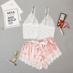 Lace Trim Cami and Satin Shorts Set for Sweet Nights