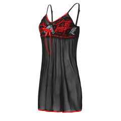 Classic Black Babydoll with Red Lace Cups and Bow Detail