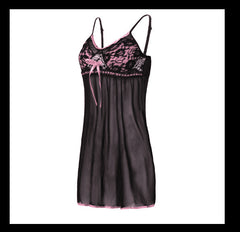 Classic Black Babydoll with Red Lace Cups and Bow Detail