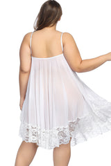 Flowy Sheer Babydoll with Lace Trim and Adjustable Straps