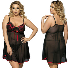 Classic Black Babydoll with Red Lace Cups and Bow Detail