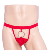 Perspective Hollowed-Out Red Thong
