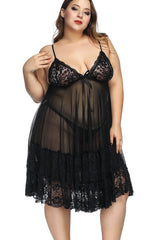 Flowy Sheer Babydoll with Lace Trim and Adjustable Straps