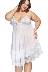 Flowy Sheer Babydoll with Lace Trim and Adjustable Straps