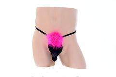 Fluffy Elephant Black Elastic Thong