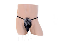 Fluffy Elephant Black Elastic Thong