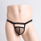 Black Elastic Hollow Fun Thong
