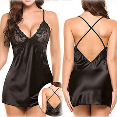 Dreamy Silky Lace Trim Chemise Nightgown Sleepwear Dress