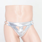 Silver fighter triangle hollows thong