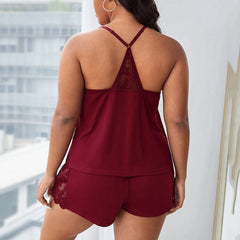 Lace Trim Cami and Shorts Pajama Set