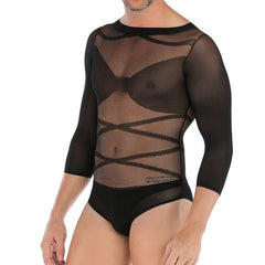 Patterned Long-Sleeve Jumpsuit Bodystocking