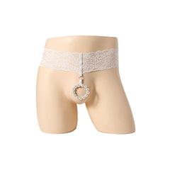 Pearl ring black lace wide waist brief