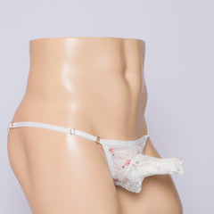 Lace Mesh See-Through Small Flowers Jock Strap Thong