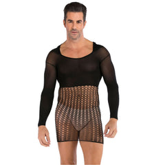 Hooded Plus-Size Hip-Wrap Mesh Tunic