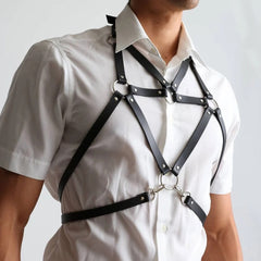 Men's Leather Binding Restraint Belt