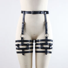 Punk Style Belt-Integrated Leather Pants