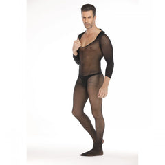 Hooded Long-Sleeve Solid Open-Front Bodystocking