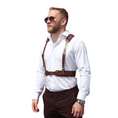 Men's Leather Binding Restraint Belt