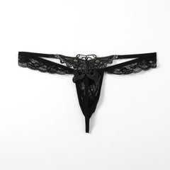 Low Waist Perspective Elastic Butterfly Thong