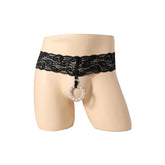 Pearl ring black lace wide waist brief
