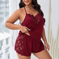 Lace Trim Cami and Shorts Pajama Set