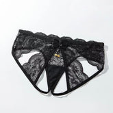 Playful Open Crotch Lace Panties with Ribbon Bow Detail