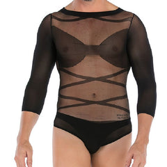Patterned Long-Sleeve Jumpsuit Bodystocking