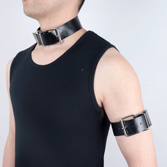 Faux Leather Collar Arm Ring Set