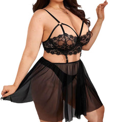 Lace Bralette and Sheer Skirt Lingerie Set