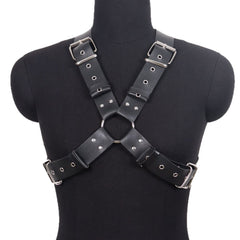 Leather suspender decorative bound shoulder straps