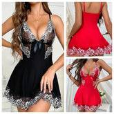 Luxe Contrast Lace Babydoll with Floral Embroidery Trim