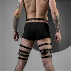 Punk Style Belt-Integrated Leather Pants