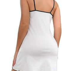 Comfortable Bow Print Card Print Sleep Dress with Ruffle Hem